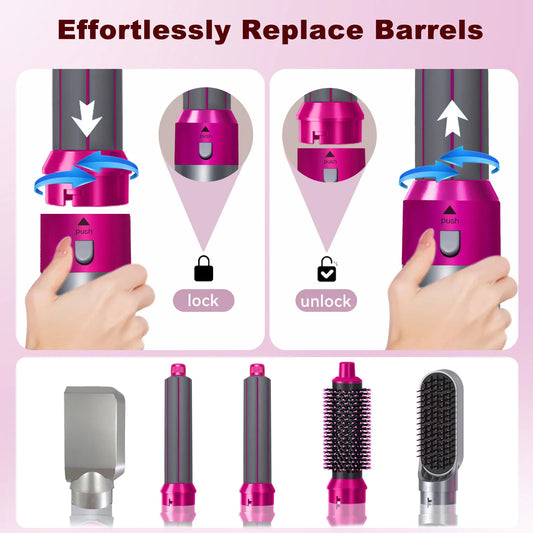 Multifunctional Hot Air Brush 5 In 1 Hair Dryer Hair Curler Hot Comb Curling Iron Hair Straightener Styling Tool Hair Blower