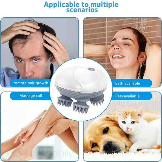 Electric Scalp & Head Massager – 3D Kneading, Waterproof, USB Rechargeable