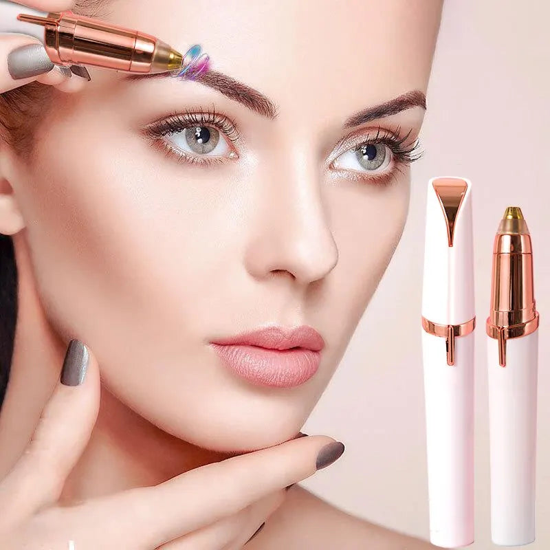 Electric Eyebrow Trimmer & Nose Hair Remover — Painless, Portable, LED Light