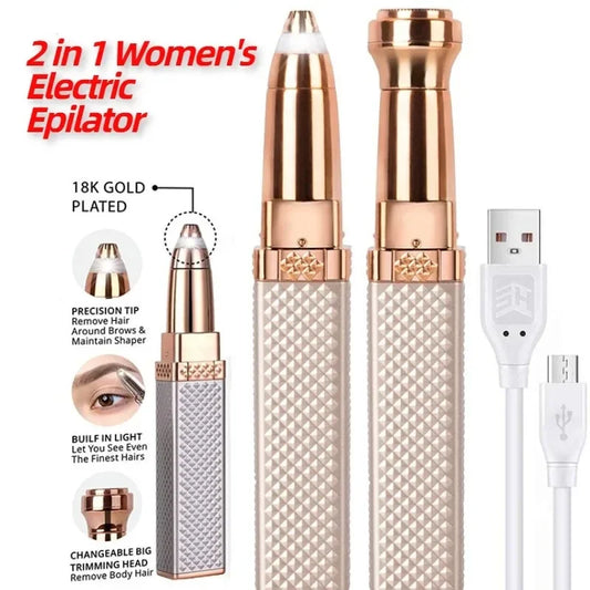 2-in-1 Electric Epilator & Eyebrow Trimmer for Women