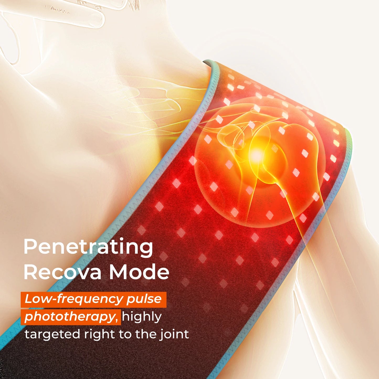 Terapeutický pás s červeným světlem – 100 LED, 660nm & 850nm, nastavitelný pás na záda a pas