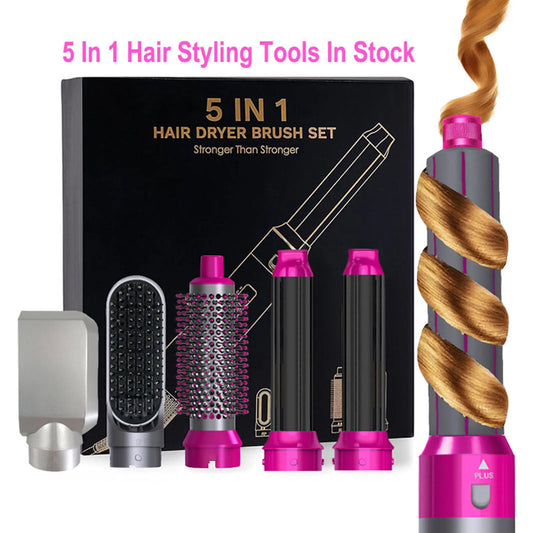 Multifunctional Hot Air Brush 5 In 1 Hair Dryer Hair Curler Hot Comb Curling Iron Hair Straightener Styling Tool Hair Blower