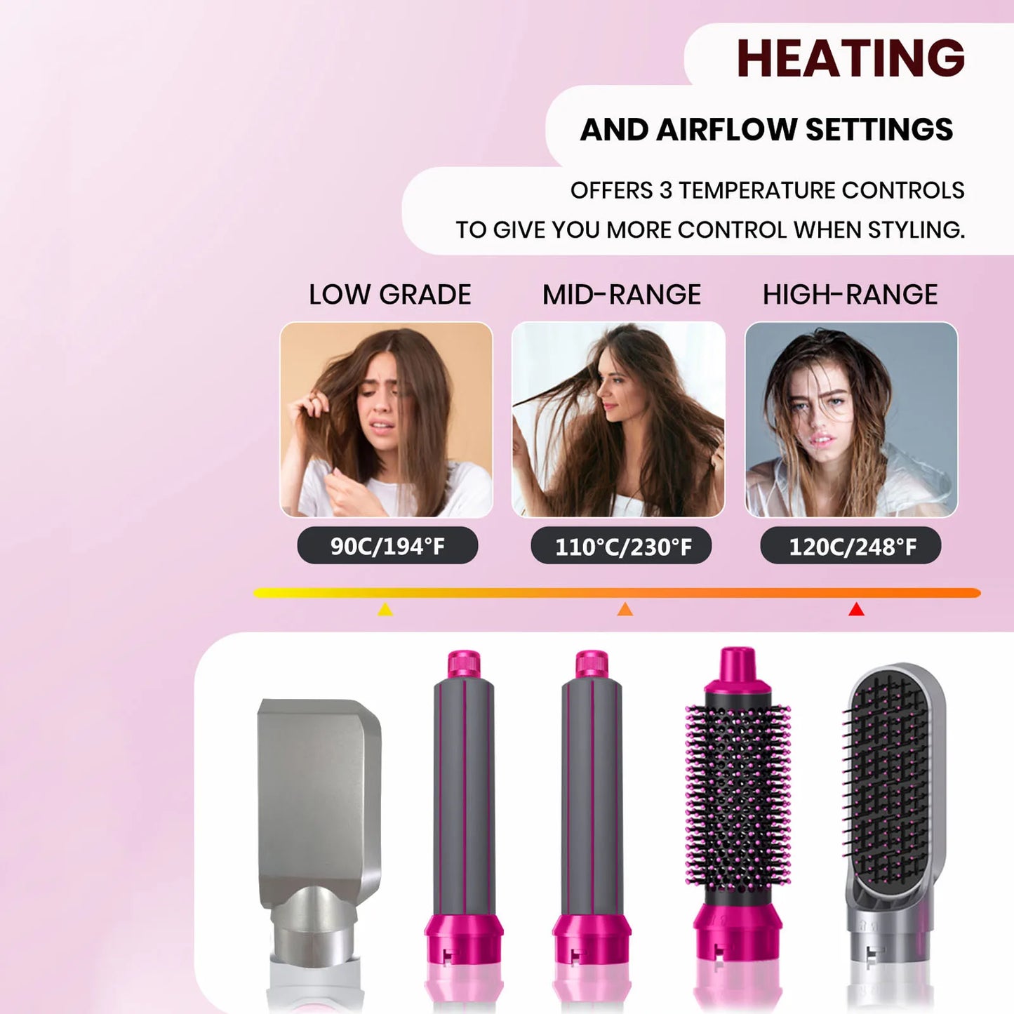 Multifunctional Hot Air Brush 5 In 1 Hair Dryer Hair Curler Hot Comb Curling Iron Hair Straightener Styling Tool Hair Blower