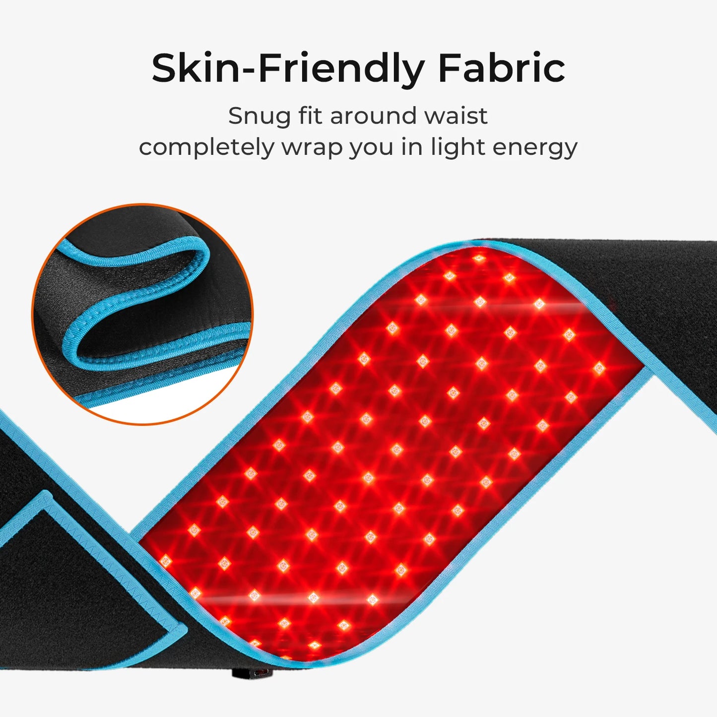 Terapeutický pás s červeným světlem – 100 LED, 660nm & 850nm, nastavitelný pás na záda a pas