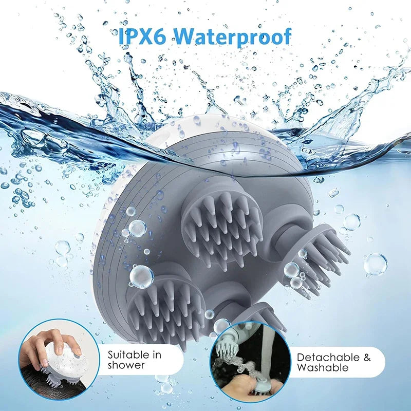 Electric Scalp & Head Massager – 3D Kneading, Waterproof, USB Rechargeable