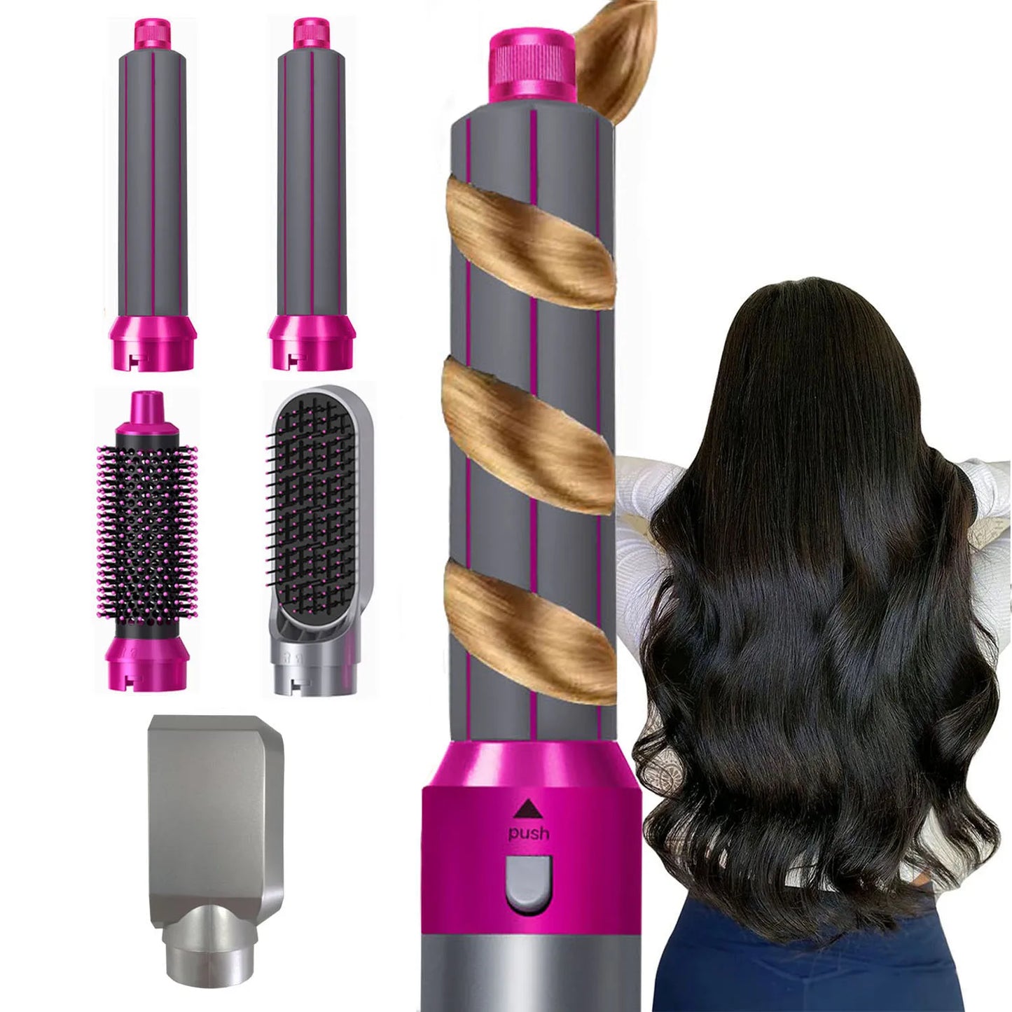 Multifunctional Hot Air Brush 5 In 1 Hair Dryer Hair Curler Hot Comb Curling Iron Hair Straightener Styling Tool Hair Blower