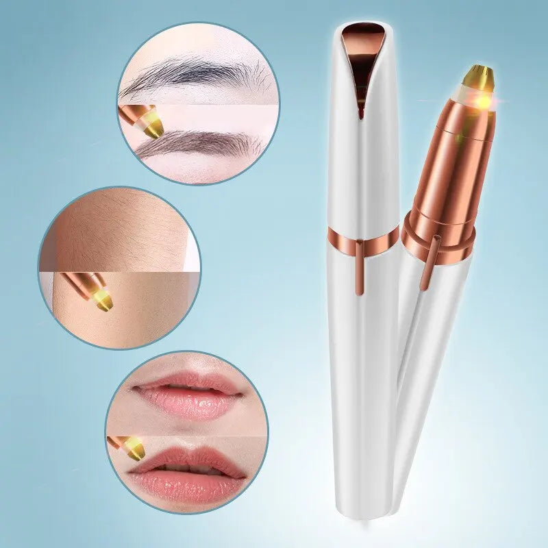 Electric Eyebrow Trimmer & Nose Hair Remover — Painless, Portable, LED Light