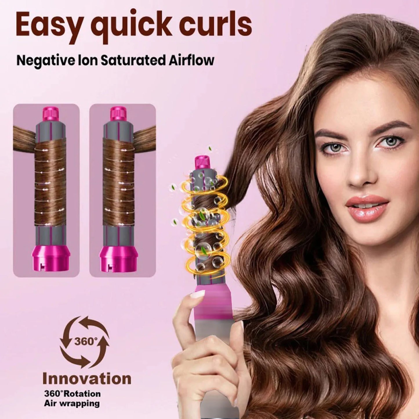 Multifunctional Hot Air Brush 5 In 1 Hair Dryer Hair Curler Hot Comb Curling Iron Hair Straightener Styling Tool Hair Blower