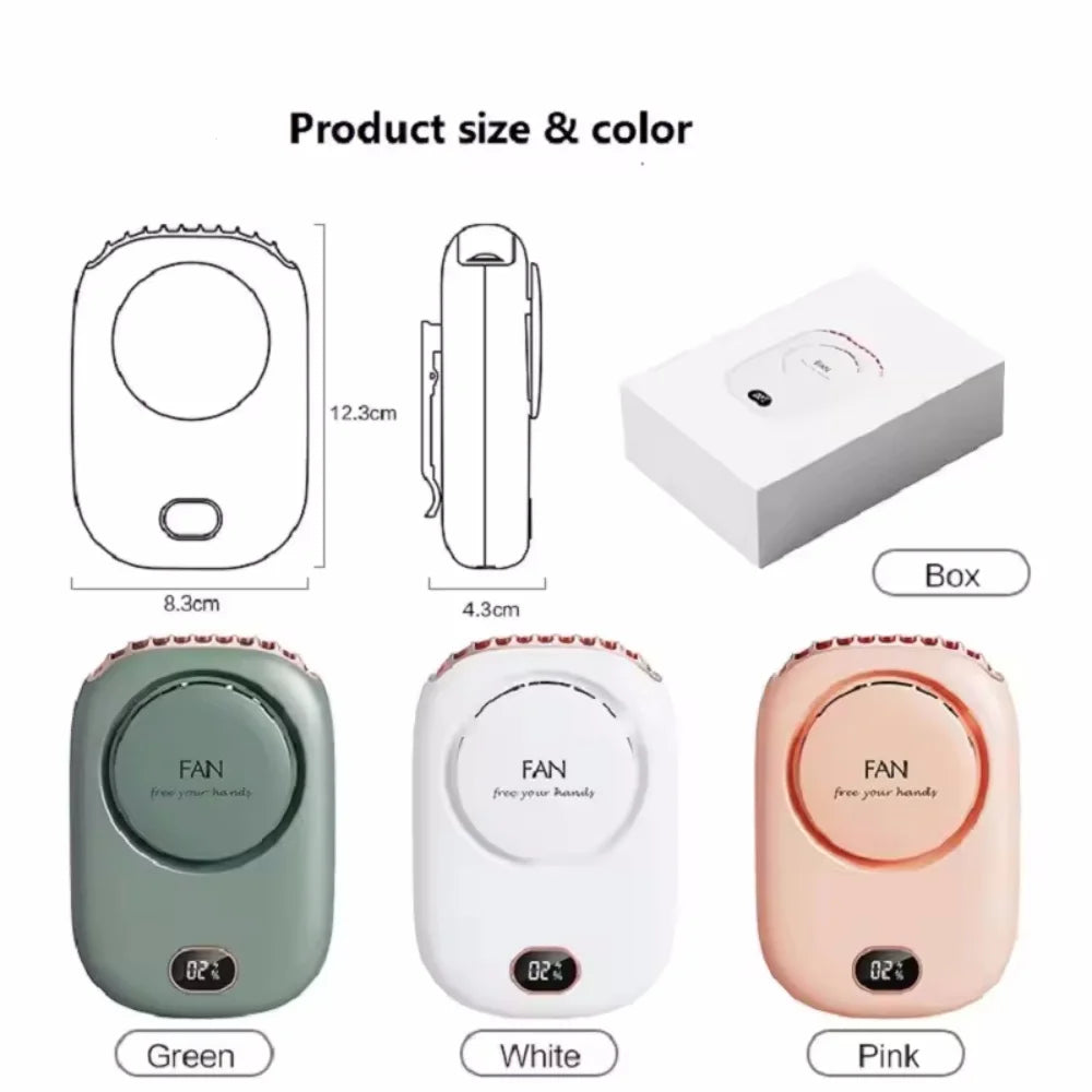 Portable Hanging Neck Fan Mini Fans with Adjustable Lanyard Bladeless USB Rechargeable Sports Cooling Fan for Kids Travel