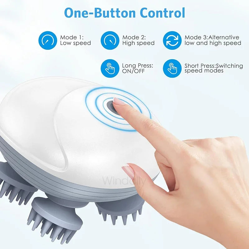 Electric Scalp & Head Massager – 3D Kneading, Waterproof, USB Rechargeable